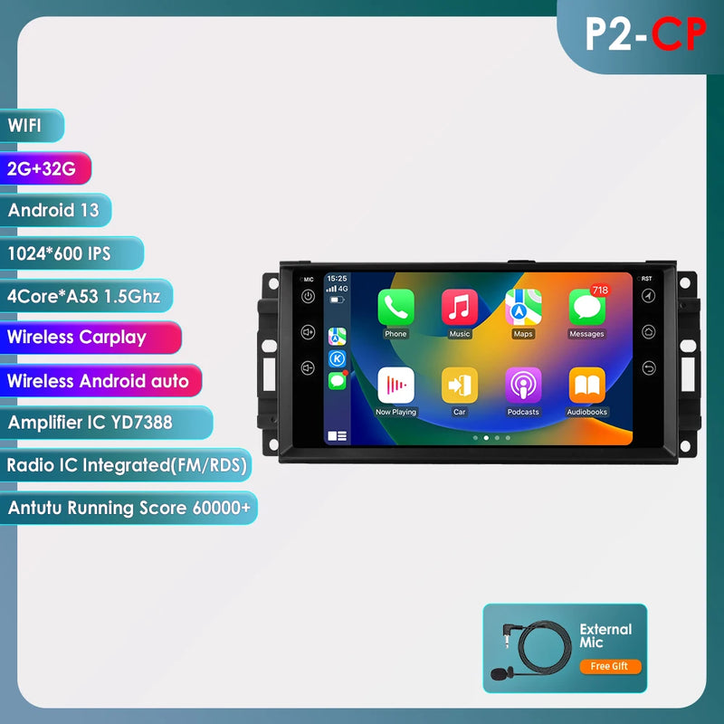 7"7862 Android Carplay Car radio multimedia For Jeep Grand Cherokee Compass 300C Wrangler Dodge Patriot Chrysler Journey 2din FM