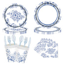 Chinese Style Blue and White Porcelain Paper Plates Tray Floral Party Picnic Wedding Birthday Children Disposable Tableware Dish