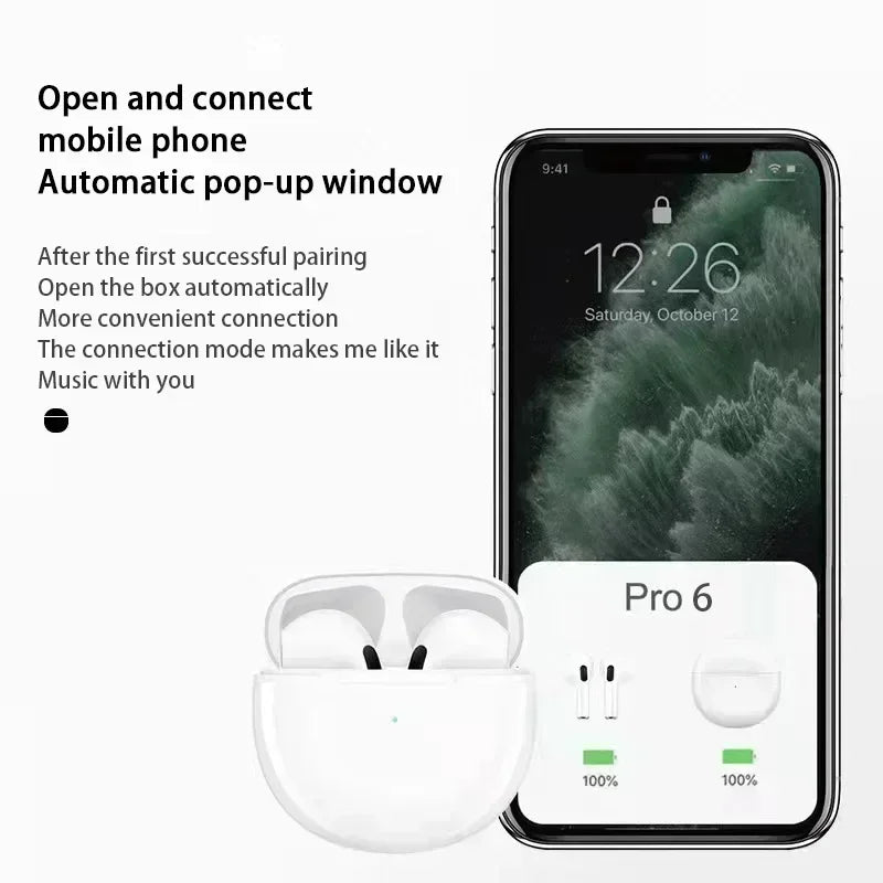 Air Pro 6 TWS Wireless Headphones with Mic Fone Bluetooth Earphones Sport Running Headset for Apple iPhone Xiaomi Pro6 Earbuds