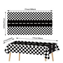 Black white racing tablecloth checkered flags racing car table cover plates cups race Track racing birthday party decor supplies