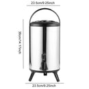 Stainless Steel Double-Layer Container 6L/8L with Faucet Beverage Dispenser Milk Tea Buckets Ideal for Water Milk Tea and Coffee