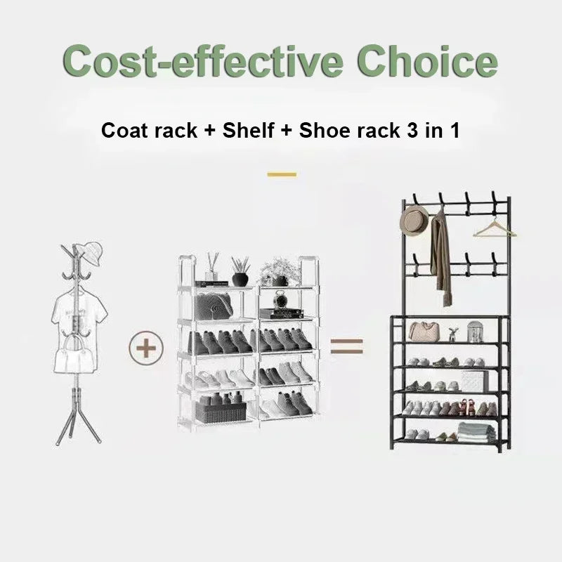 Clothes Shoe Hat Hangers Rack Multi-ayer Shoe Rack Doorway DIY Simple Floor Load-bearing Living Room Household Organizer Shelf