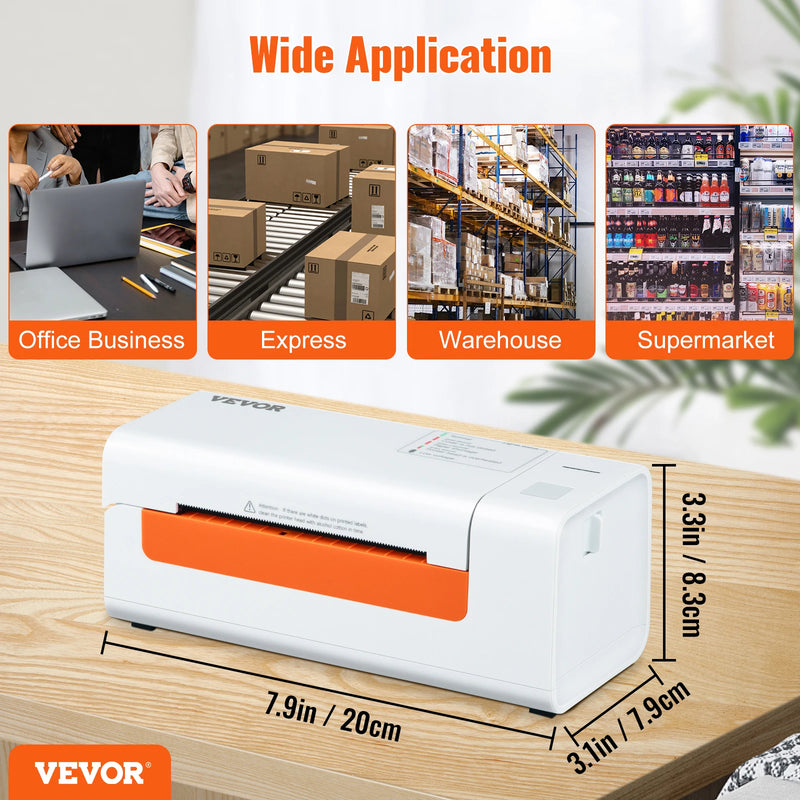 SucceBuy 203dpi Desktop Thermal Label Printer USB Label Maker Sticker Shipping Barcode Printer Compatible W/ Windows/Mac OS