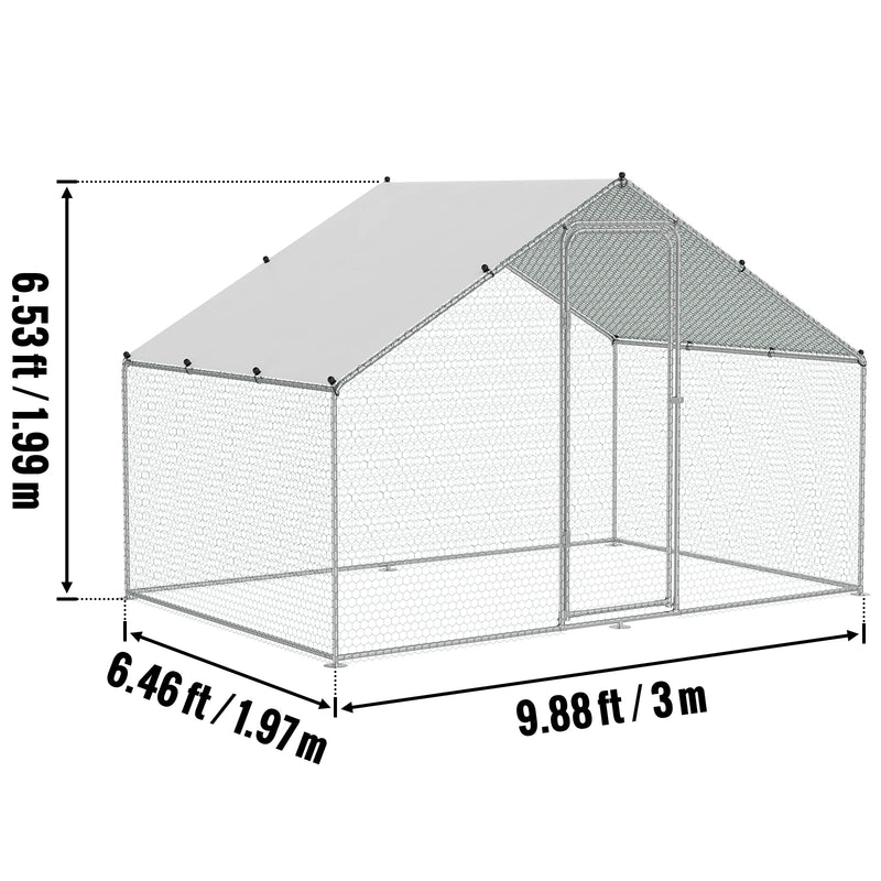 SucceBuy Large Metal Chicken Coop Walk-in Chicken Runs for Yard Spire Hen for Outdoor Backyard Farm Duck Rabbit Cage Poultry Pen