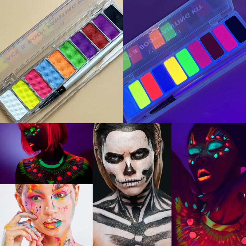 10 Colors Glow Fluorescent Neon Oil Face Body Art Paint UV Glow Oil Painting Halloween Party Fancy Dress Beauty Makeup Cosmetics