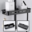 Bathroom Shower Storage Rack Organizer No Drilling Lifting Rod Shower Head Holder Shower Gel Shampoo Tray Holder Pole Shelves