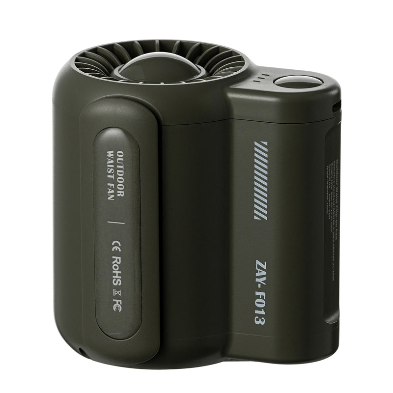 Portable Electric Fan Outdoor Camping Fan Rechargeable 3 Speeds Leafless Fan Waist-mounted Handheld Mini Electric Fan