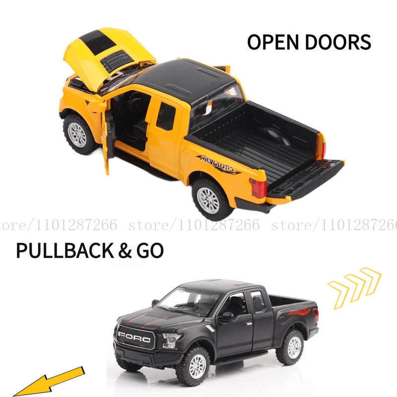 1:32 Ford F150 Pullback Car with Lights Engine Sound, Honda Nissan Diecast Car Model Scale Replica Gift Kid Boy Toy