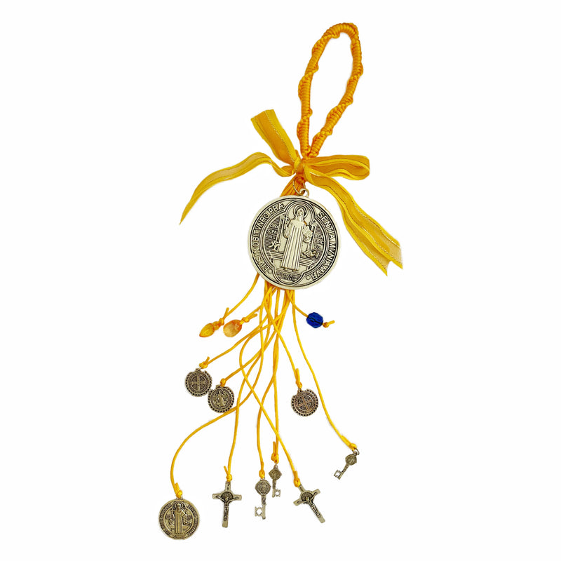 Saint Benedict Medal Protection Blessing Charm Pink Enamel Double Side Catholic San Benito Medalla Cross Charm Easter Gift