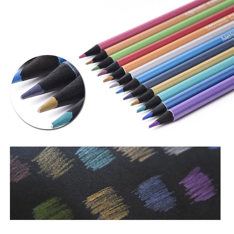 12 Color Metallic Pencils Colored pencil Fluorescent pencil Coloring Drawing Painting Pencils Profession Art Supplies For Artist