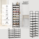 Shoe Rack 10 Tier Shoe Storage Organizer Metal With Hooks Fit 20-25 Pairs Shoes Easy Assembly, Space-Saving.