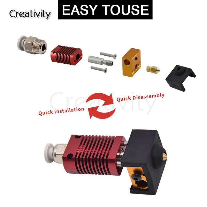 MK8 Assembled Extruder Hot End Kit Full Metal CR10 Hotend Extruder 1.75mm Aluminum Heating Block For Ender 3 Ender 5 CR10 CR10S