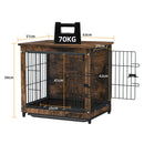 Large Elevated Dog Crate Wooden Dog Kennel Cage Pet House End Table with Double Door and Removable Tray Rustic Furniture Indoor