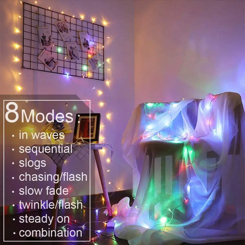 LED Curtain Garland Fairy Lights with 8 Modes for New Year Christmas Party Wedding Decoration