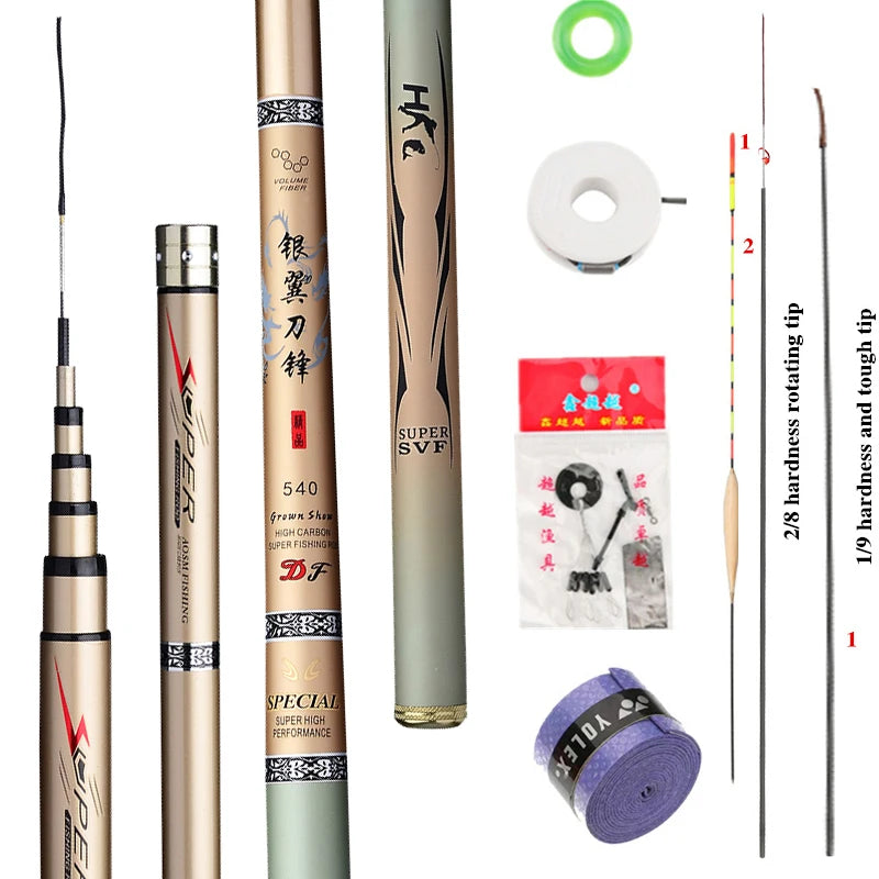 Quality Super Light Hard Carbon Fiber Telescopic Fishing Rod Freshwater Hand Pole 2.7/3.6/3.9/4.5/5.4/6.3/7/8/9/10M Stream Pole