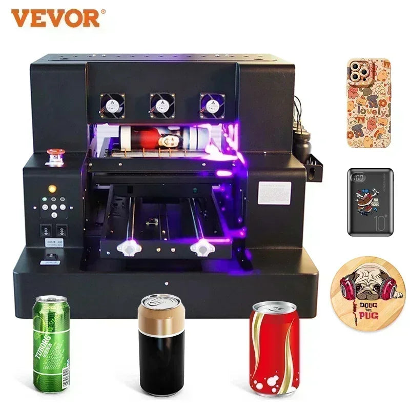 VEVOR A3 UV Flatbed Automatic Label Printer Effect Varnish UV Printer A3 Machine For Christmas Phonecase Metal Glass Bottle Wood