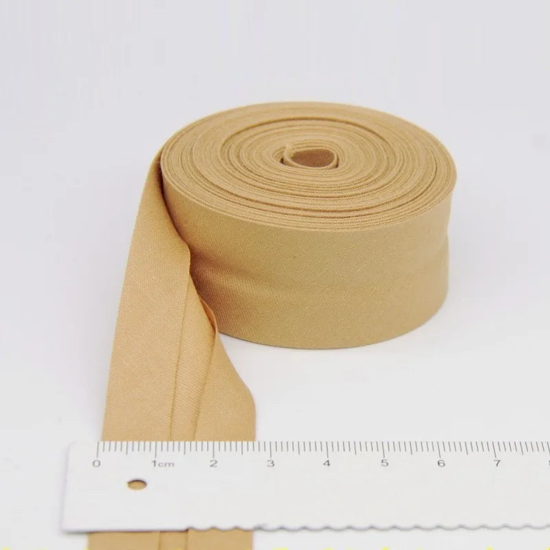 25mm (1“) width Bias Tape 100% Cotton Extra Soft for Baby Cloth Skin-friendly Fablic Bias Binding Tape Ironed Folded 12 yards
