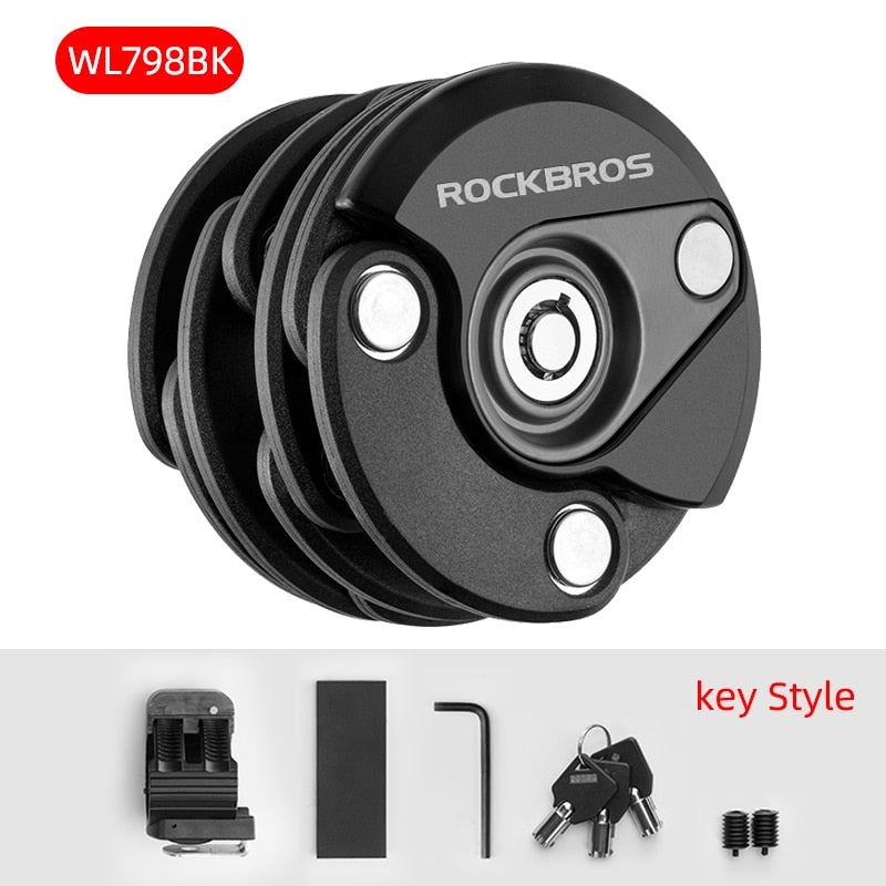 ROCKBROS Password Bike Bicycle Lock Mini Portable High Security Drill Resistant Lock Anti Theft Cylinder MTB Bicycle Accessories