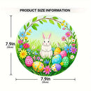 1 piece farmhouse style round wooden Easter bunny logo, 7.87 inch made wooden wreath with lilies and spring decoration, farmhous