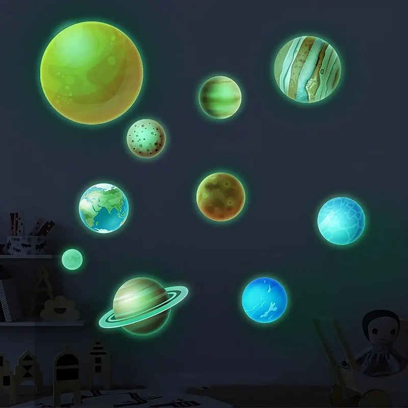 Luminous Stars Wall Stickers DIY Glow in The Dark PVC Planet Wall Decals Ceiling Stars Planets Stickers Home Decoration