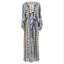 TEELYNN Boho Beach Robe Cotton Orange Ethnic Floral Print Kimono Vestidos Women Long Sleeve Tunic Top Blouses Cover Up Boho