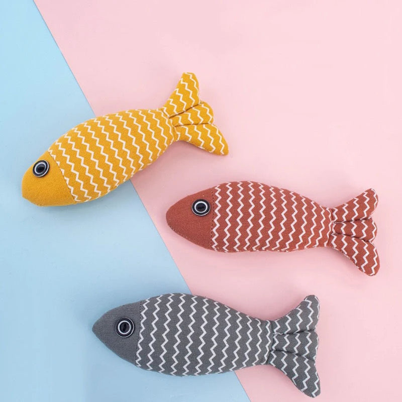 Cat toys self-stimulating and relieving boredom bite-resistant teeth-cleaning burlap fish molar toys cat toys cat simulation fis