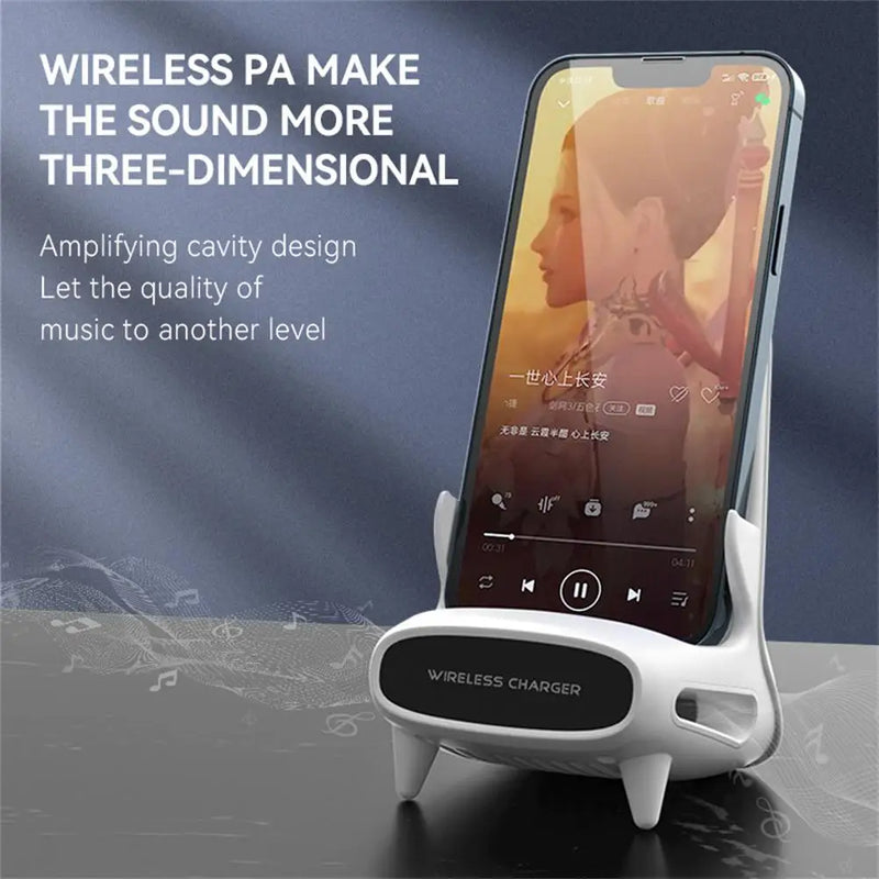 Wireless Phone Charger Station Multifunctional Portable Fast Charging Mini Chair Charger Holder For All 4-11 Inch Phones Tablet
