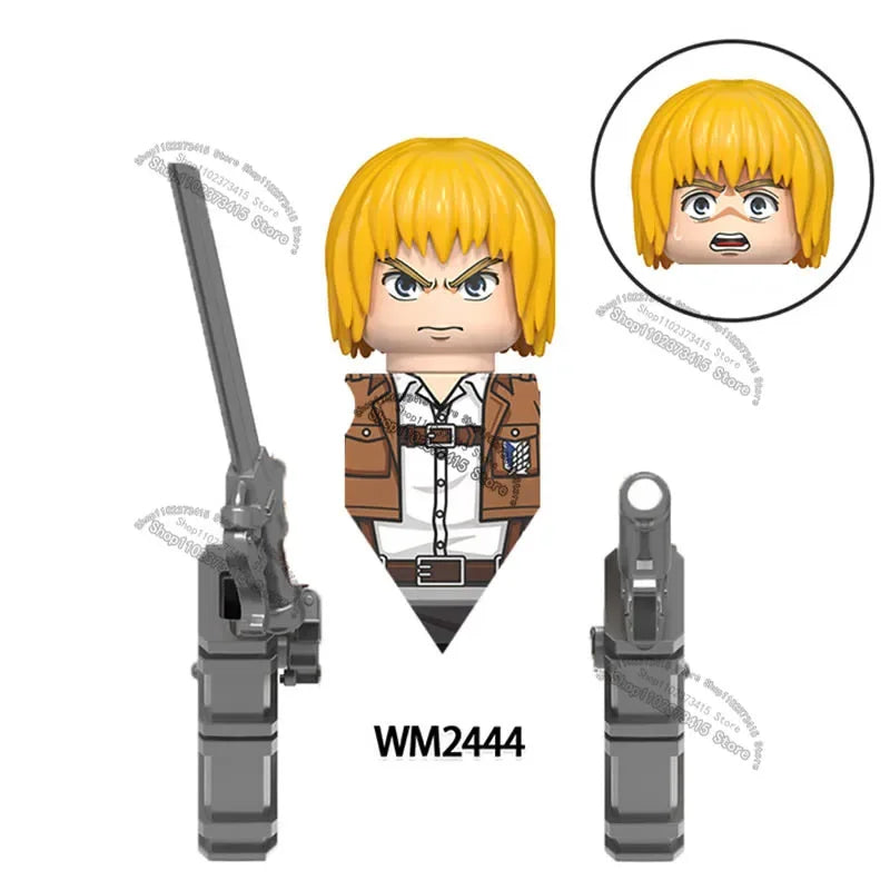 WM6165 WM6166 WM6148 Blocks Anime Bricks Dolls Action Toy Fig Building Blocks Erem Jaeger Armin Levi Mikasa Model Doll