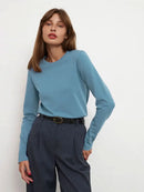 Wolfeel Women's Spring Autumn 100% Cotton T-shirt Bottoming Basic Solid Lady Long Sleeve Loose Tops Shirts Oversized T Shirt