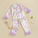 Easter Boys Pajamas Set Bunny Print Cozy Long Sleeve Tops with Matching Pants Sleepwear for Kids