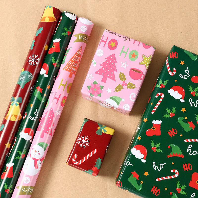 Christmas Gift Wrapping Paper Roll Merry Christmas Decoration For Home 2024 Navidad Noel Natal Kerst Happy New Year 2025