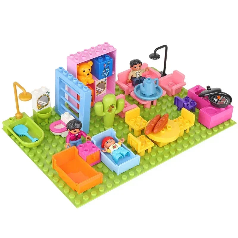 Big Size Building Blocks Compatible Large Bricks Figure Family House Bed Outdoor Camping Children Kids Educational Creative Toys