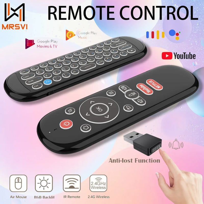 W1 PLUS Air Mouse Remote Control 2.4G RF Wireless Mini Keyboard Smart Gyroscope Keyboard Sense Anti-loss IR for  Android TV Box