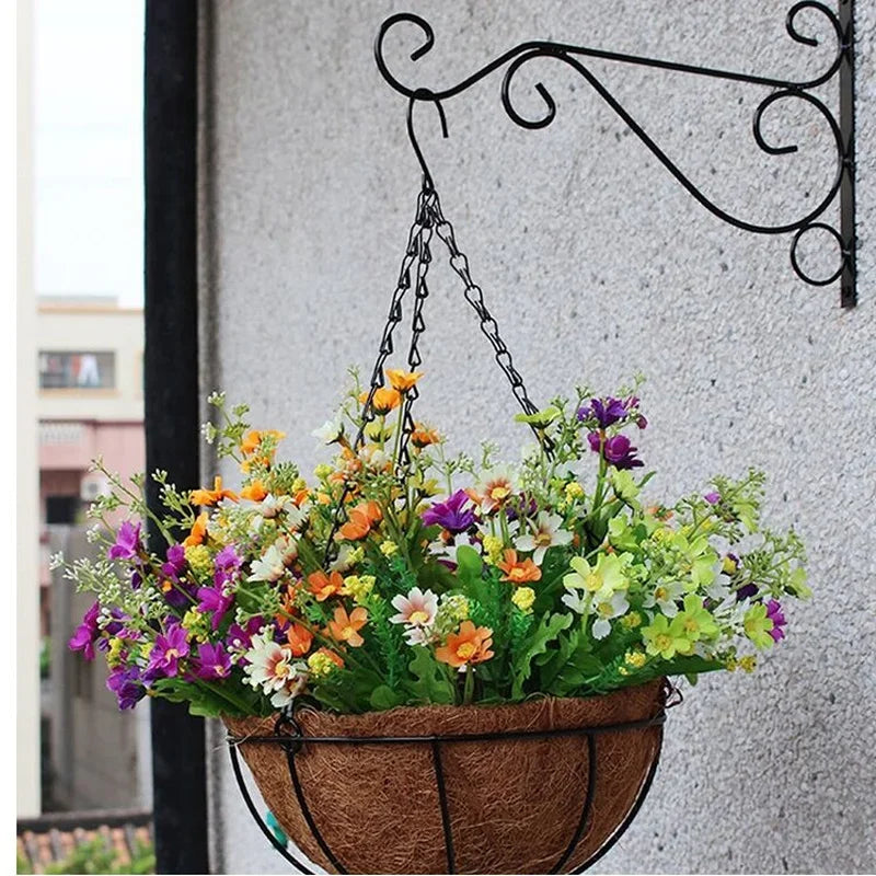 40cm Imitation Rattan Hanging Basket Flower Pot Hanging Chain 3 Hooks Plant Grow Basin Pot Basket Hanging Chain Home Garden