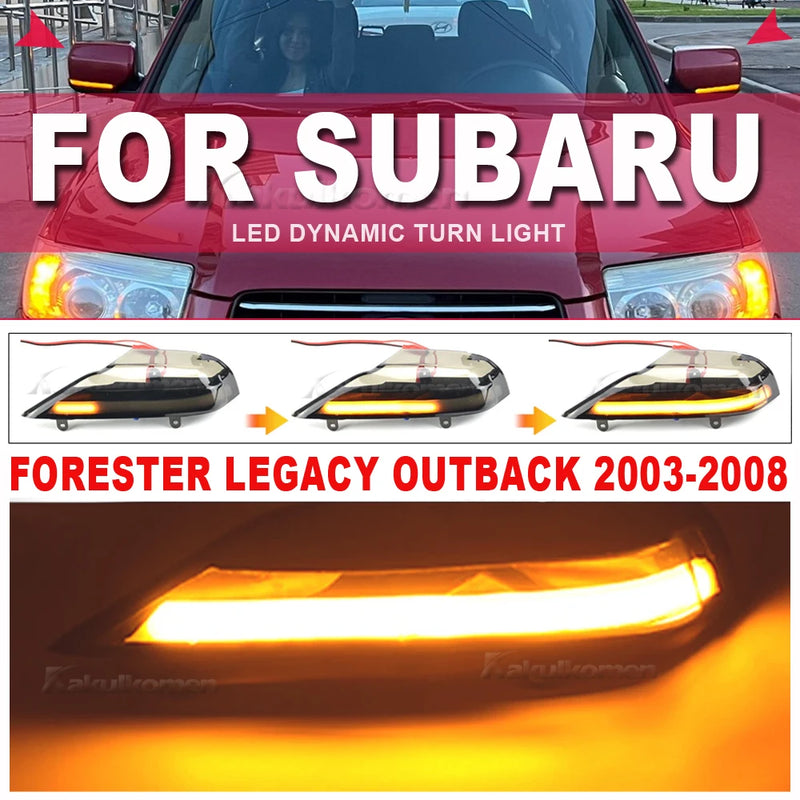 Car LED Dynamic Turn Signal Lights For Subaru Forester Side Mirror Blinker Indicator For Subaru Outback Legacy 2003-2008