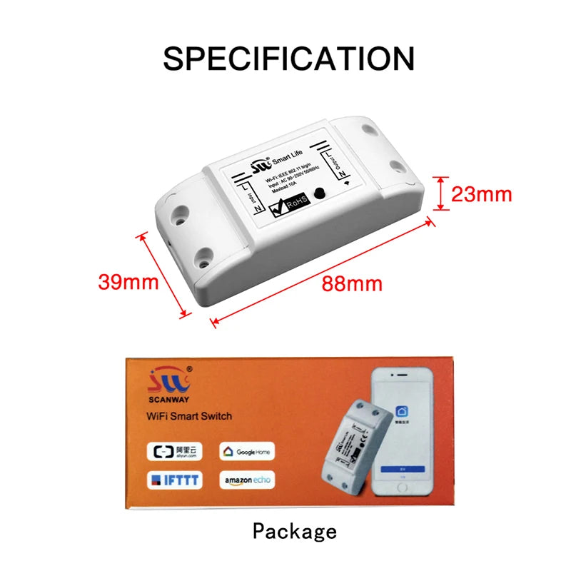 MOES DIY Bluetooth Wi-Fi Smart Light Switch  Timer Smart Life APP Wireless Remote Control Works with Alexa Google Home