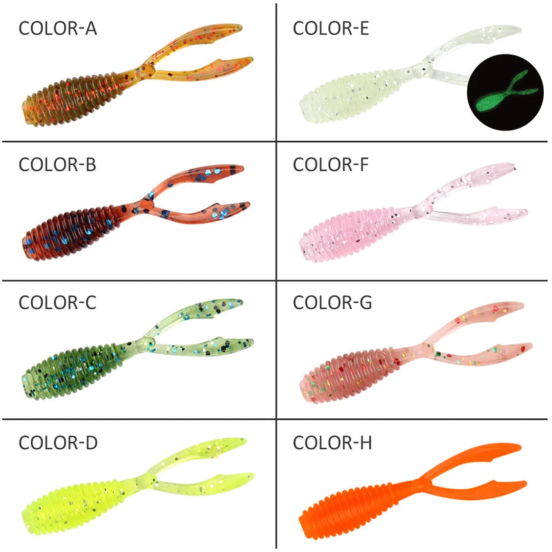 Spinpoler AJING Soft Fishing Lures Rockfish 10pcs/lot 0.3g 36mm Twin Tail Artificial Wobbler Ocean Rock Silicone Shad Worm Bait