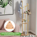 Bamboo Corner Tree Coat Rack Stand  Clothes Hanger with Hooks and Shelves