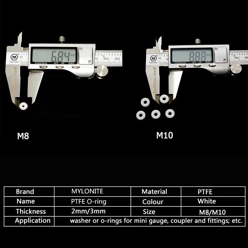 50pcs Pneumatics M10 M8 PTFE O-Ring Gasket Air Seal Sealing Washer for High Pressure Mini Gauge Quick Couplers Socket Fittings