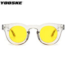 YOOSKE Retro Round Sunglasses Men Women Personality Classic Black Red Sun Glasses Female Fashion Jelly Color Goggle Shades UV400