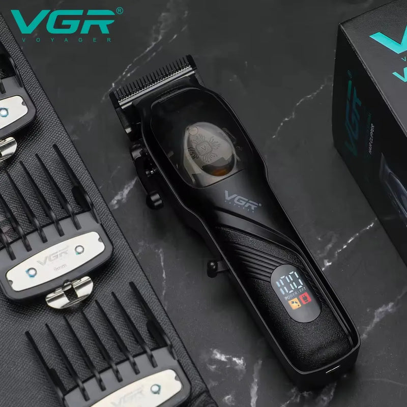 VGR Hair Clipper Professional Cordless Barber Trimmer Adjustable Portable Cutting Machine Digital Display Clipper for Men V-269