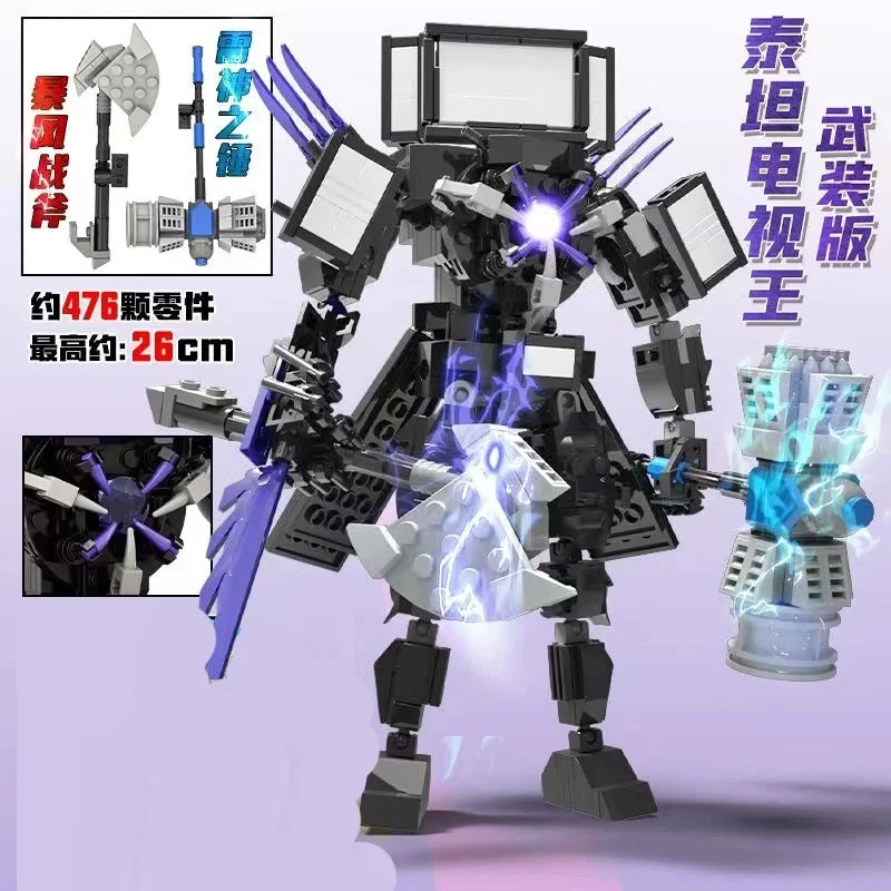 Skibidi Toilet Clock Man Building Blocks Toys Cameraman Speakerman Monitor Titan Tv Man Juguetes Brick Model Toys Gift For Kids