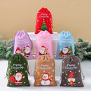 6pcs Christmas Linen Drawstring Bags Burlap Gift Bags Candy Biscuits Pouchs for Home Decor 2025 Navidad Natal New Year Gift 2026