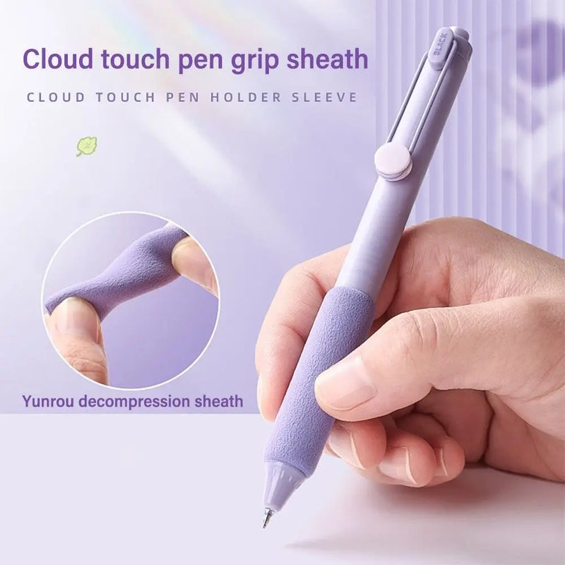 4PCS/Box Soft Cloud Grip Press Gel Pen ST Tip Quick Drying Neutral Pen Student Specific 0.5mm Black Ink Ballpoint Pen Gift