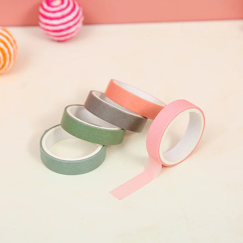 5pcs/box Solid Color Washi Tape Set for DIY Scrapbooking Decor Junk Journal Collage Photo Album Masking Tape Stationery