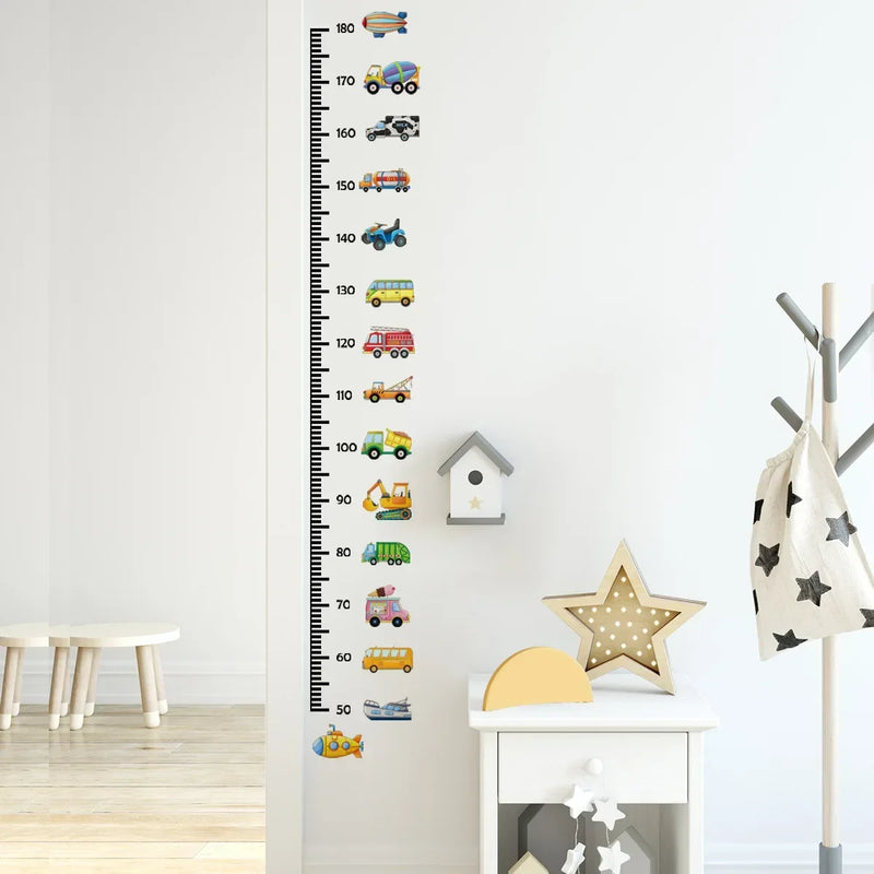 Transport Truck Cars Growth Chart for Kids Wall Stickers Measure Height Wall Chart Children Ruler Nursery Room Decor Wall Art