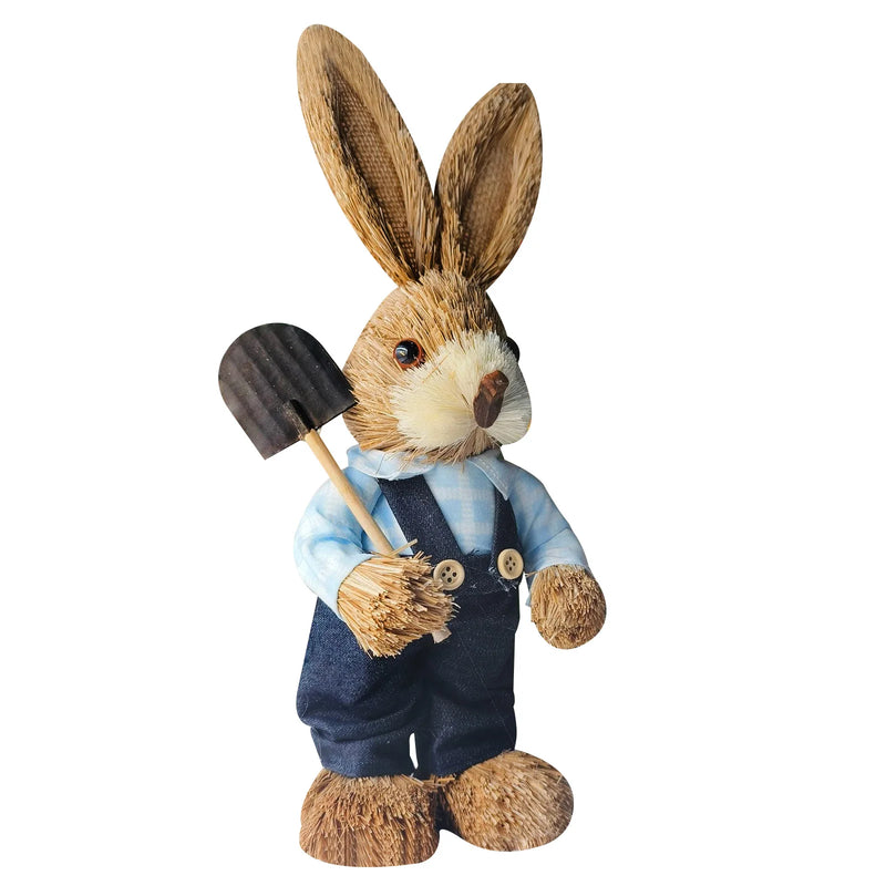2024 New Rustic Cute Straw Rabbits Bunny Decorations Easter Party Home Garden Wedding Ornament Photo Props Crafts 35cm Decor