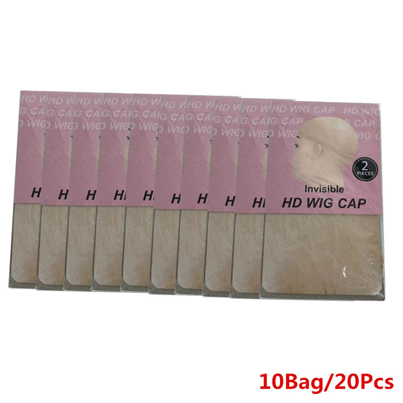 1/5/10 Pack Transparent HD Wig Cap Invisible and Sheer Breathable Ultra-thin Stretchy Stocking Caps for Lace Front