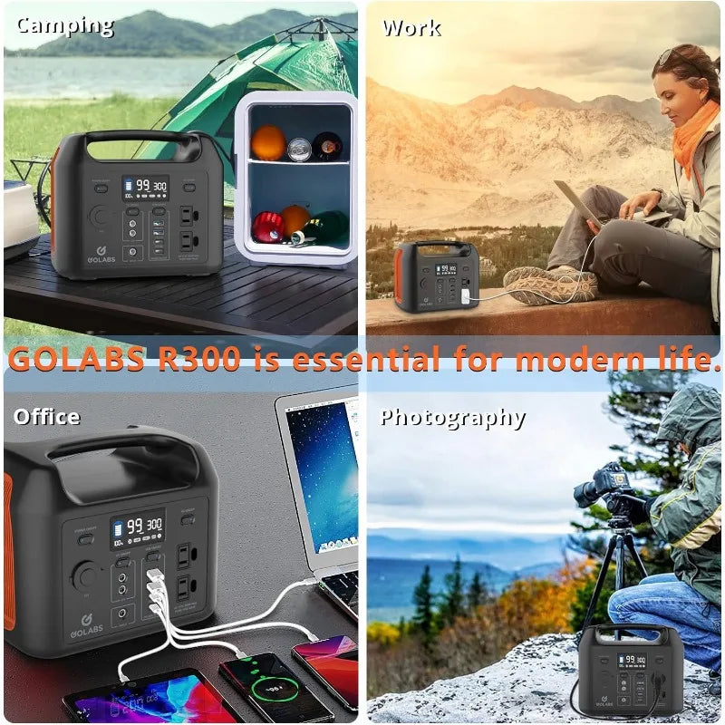 Portable Power Station, 299Wh LiFePO4 Battery Backup,PD 60W Quick in/out Solar Generator for Outdoor Camping Emergency CPAP