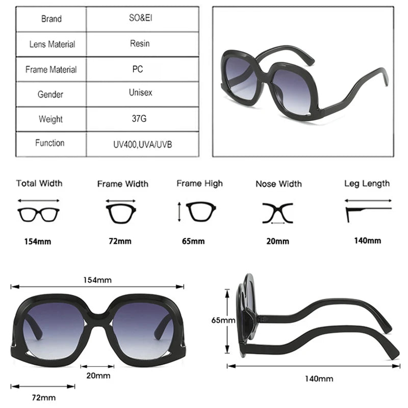 SO&EI Fashion Unique Oval Sunglasses Women Fashion Colorful Leopard Gradient Shades UV400 Men Trending Hollow Sun Glasses